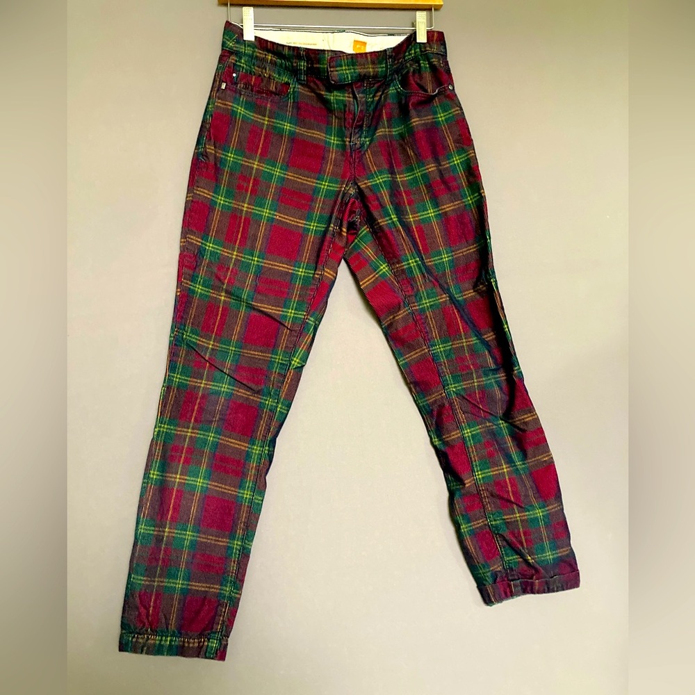 Pilcro by Anthropologie Plaid Corduroy Pants crop length Waist 27 Size 4